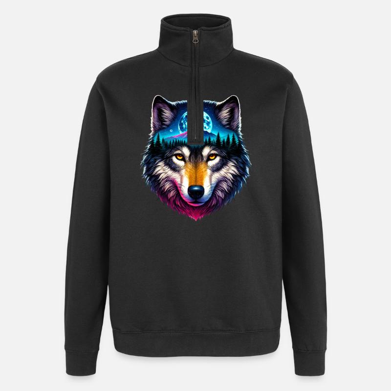 Loup - Sweat à zip 1/4 - noir