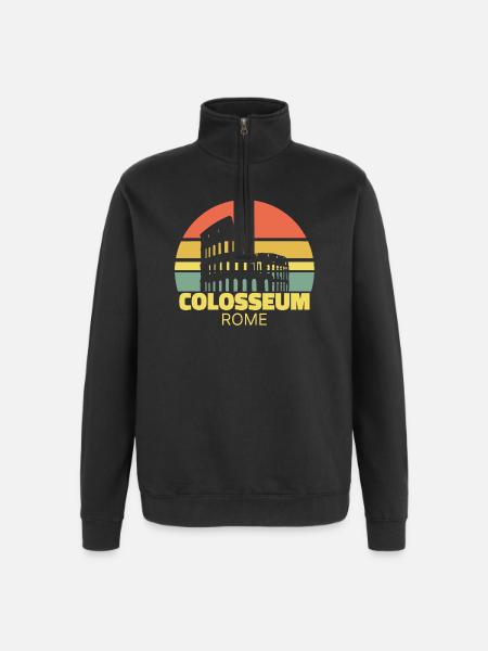 Colosseum Rome Retro Silhouette - Quarter-Zip Sweatshirt - black