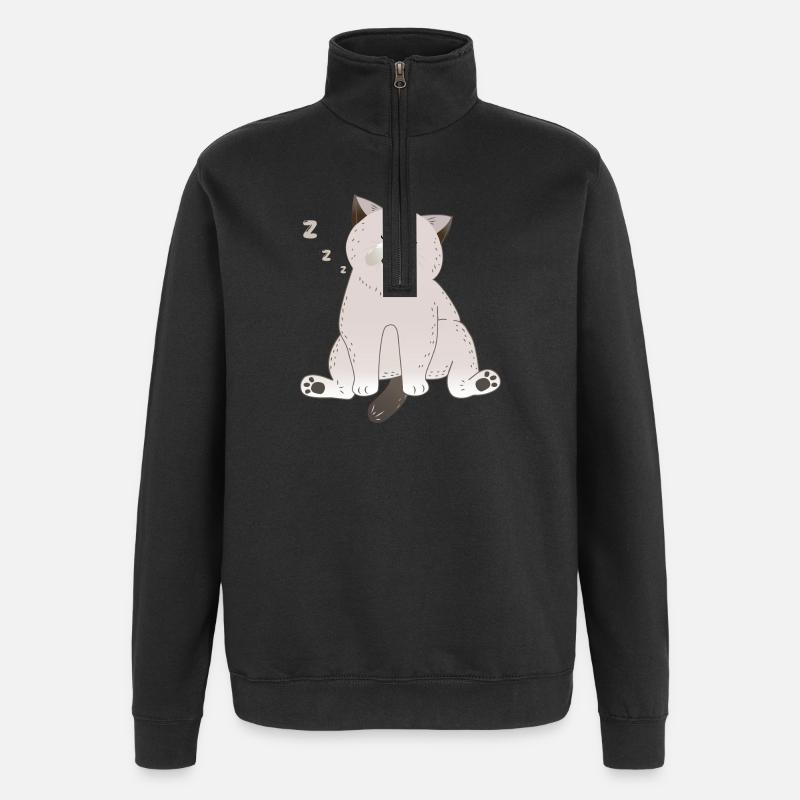 sleeping cat - Quarter-Zip Sweatshirt - black