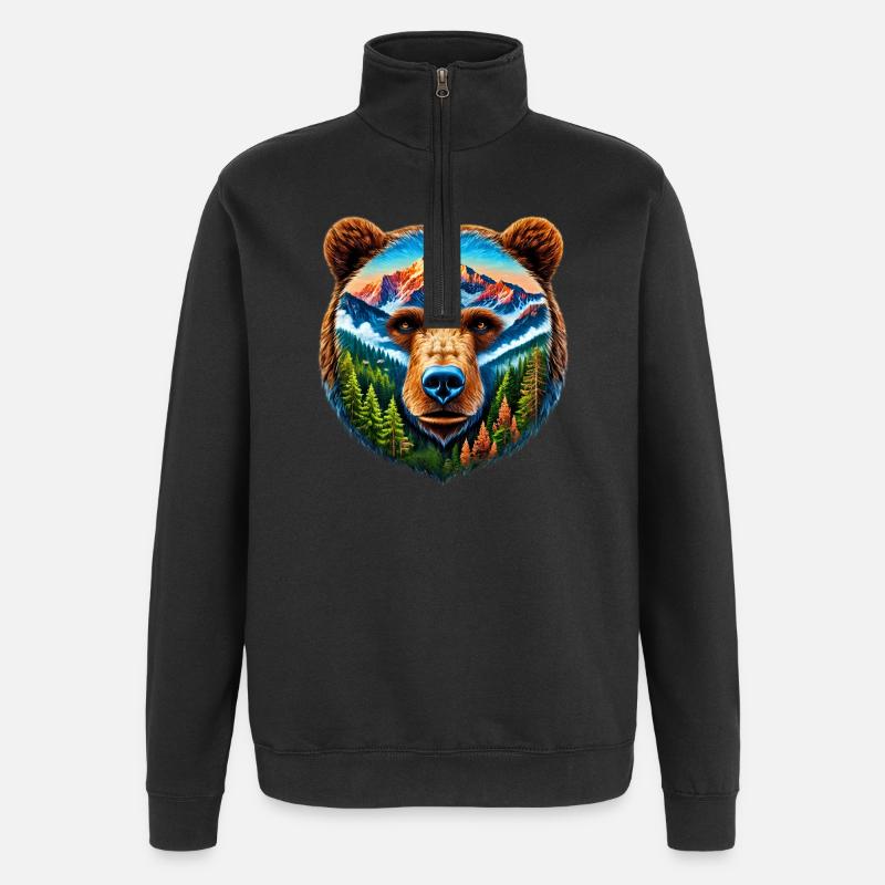 Bär - Quarter-Zip-Sweatshirt - Schwarz