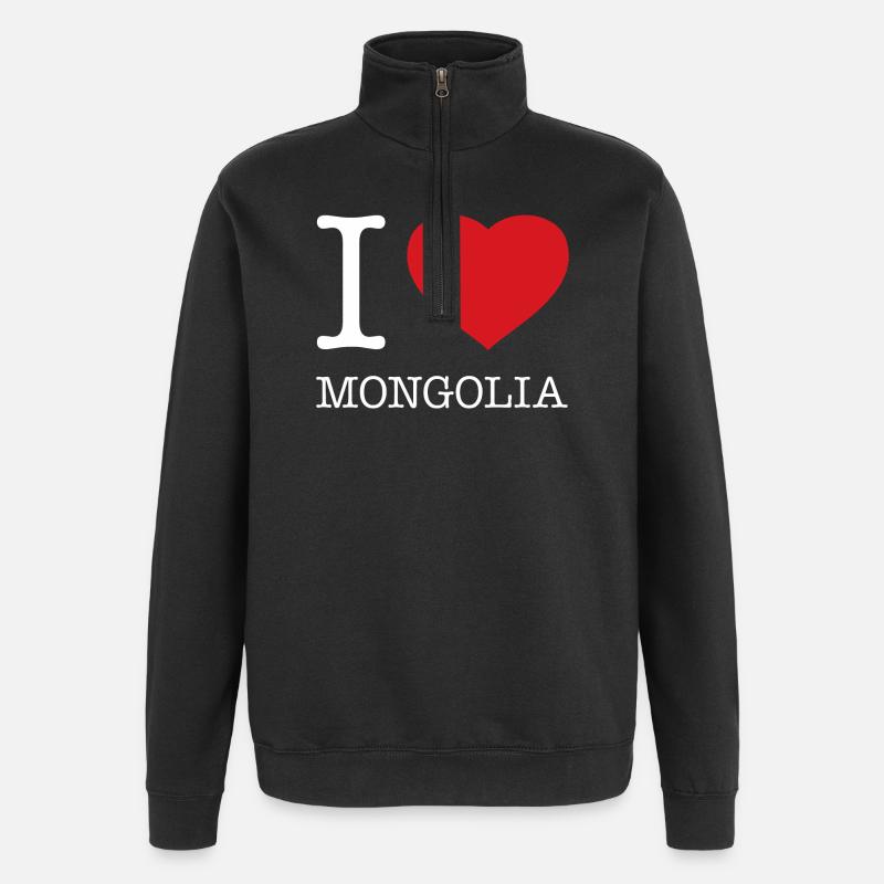 I LOVE MONGOLIA - Quarter-Zip Sweatshirt - black