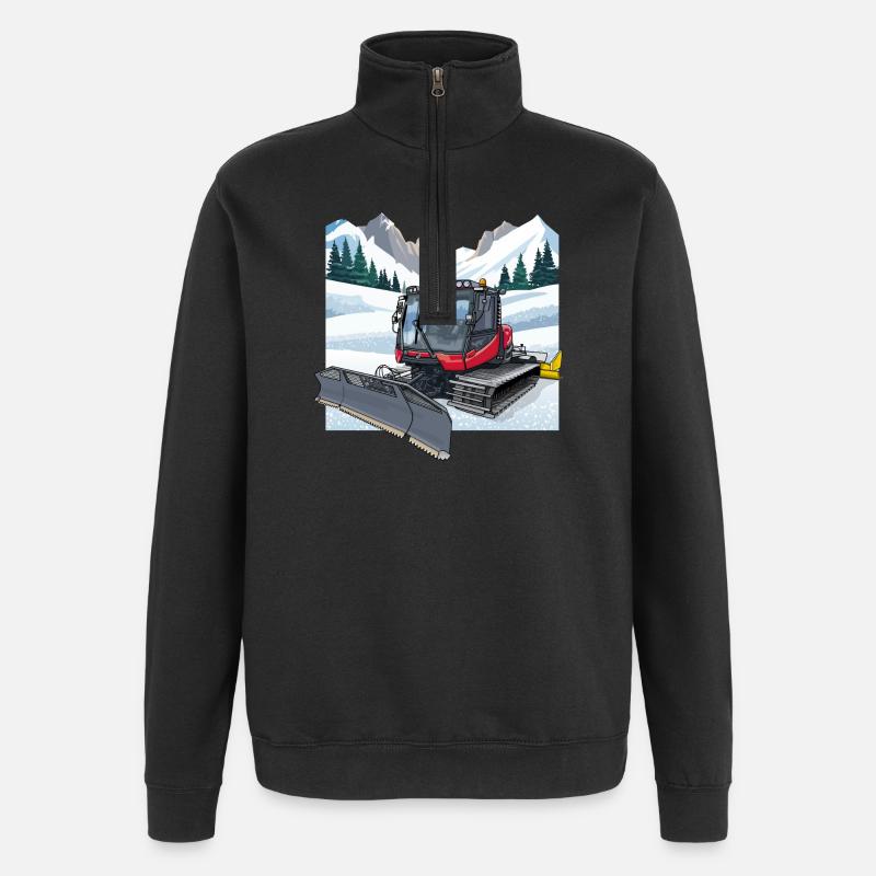 Pistenraupe beim Räumen - Quarter-Zip-Sweatshirt - Schwarz