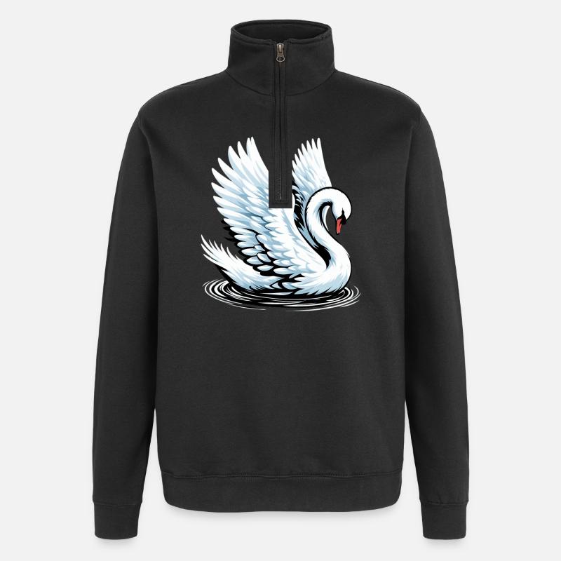 Cygne - Sweat à zip 1/4 - noir