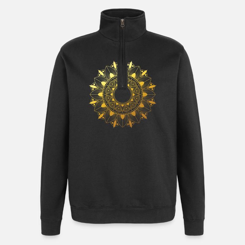 Goldenes Mandala - Quarter-Zip-Sweatshirt - Schwarz