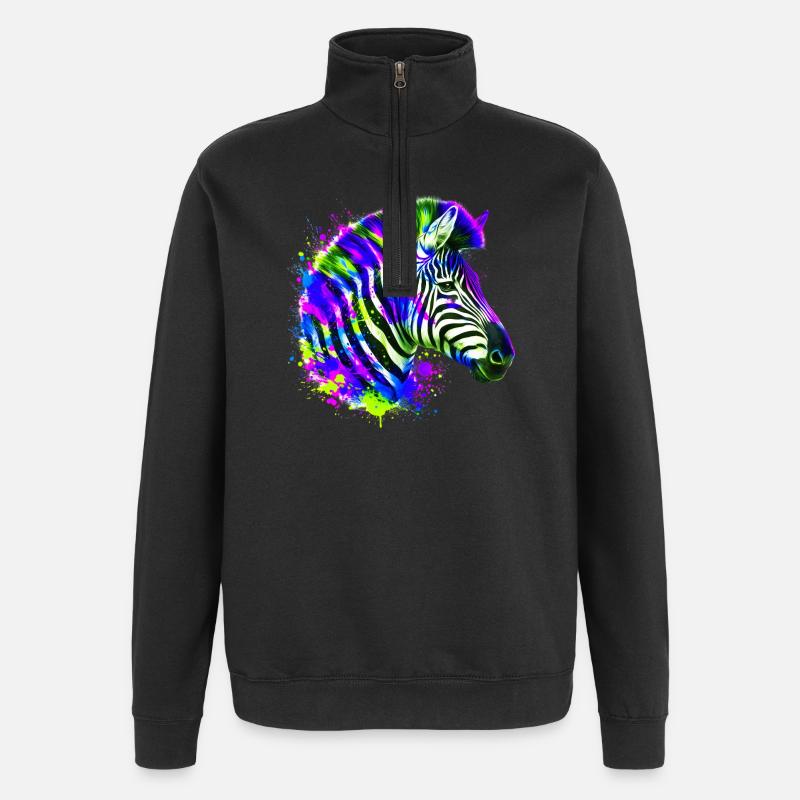 Zebra - Quarter-Zip Sweatshirt - black