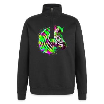 Zebra - Quarter-Zip-Sweatshirt - Schwarz - Vorne - AI Model Female 172 light (172cm) & AI Model Male 178 dark (178cm)