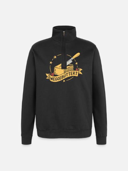 Funny buttered away - Quarter-Zip Sweatshirt - black