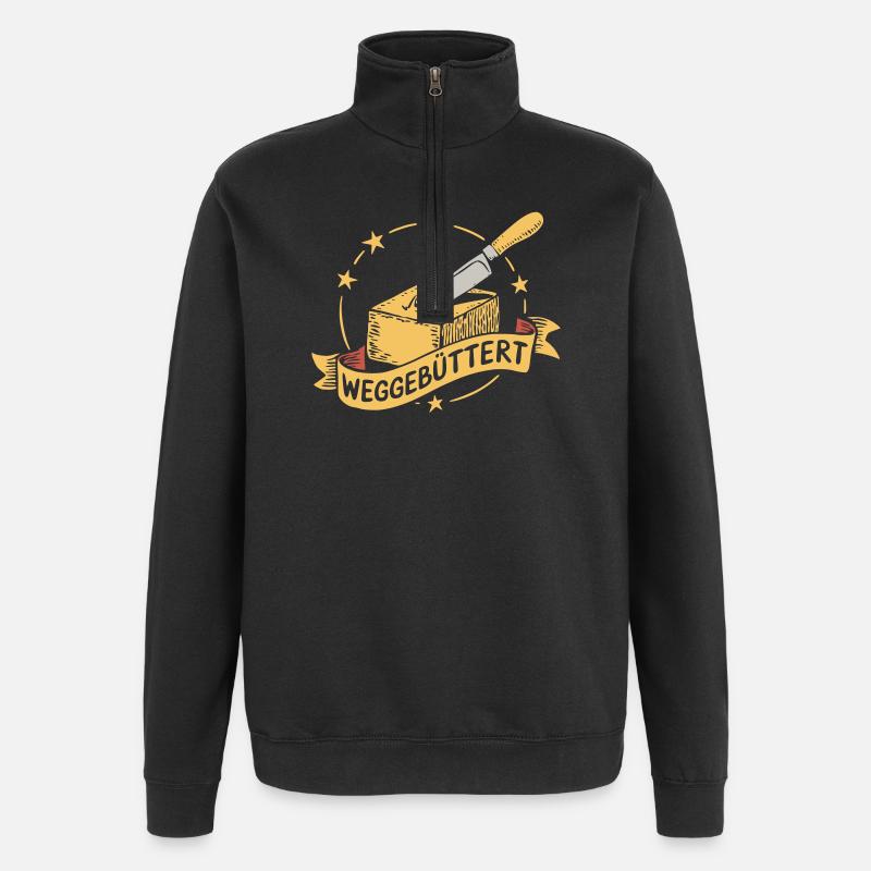 Witziges Weggebuttert - Quarter-Zip-Sweatshirt - Schwarz