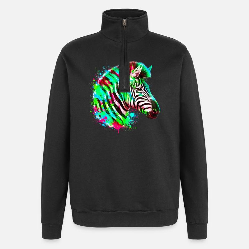 Zebra - Quarter-Zip Sweatshirt - black