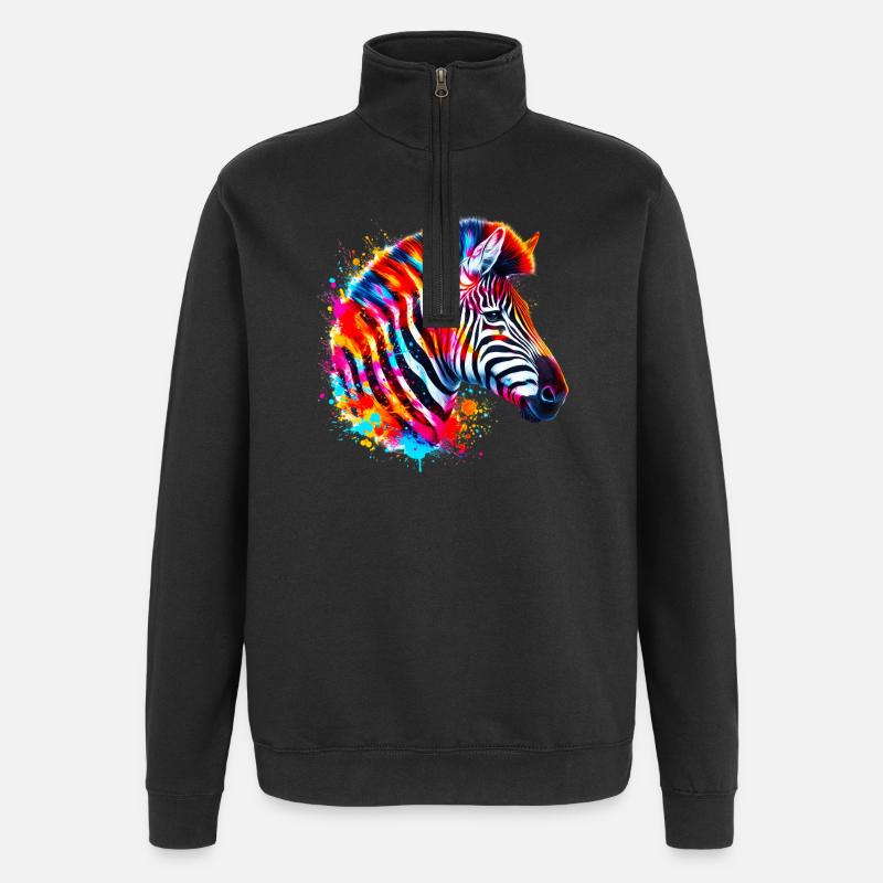 Zebra - Quarter-Zip Sweatshirt - black