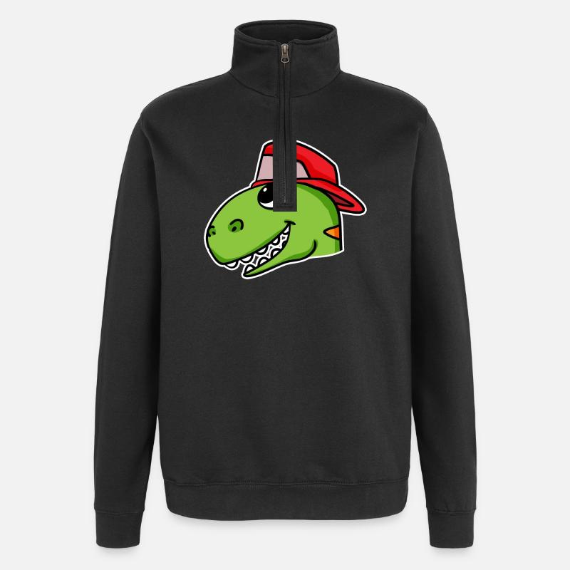 Tête de dinosaure Dino - Sweat à zip 1/4 - noir