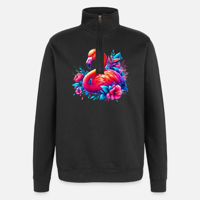 Flamant - Sweat à zip 1/4 - noir