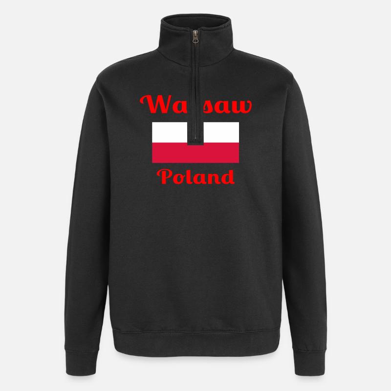 Varsovie, Pologne - Imprimés élégants - Sweat à zip 1/4 - noir