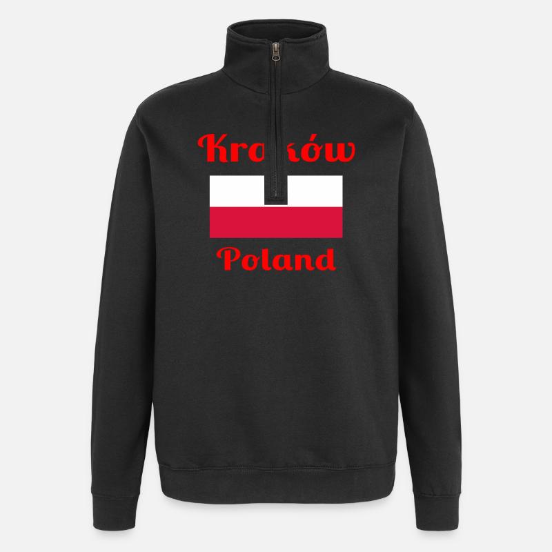 Cracovie, Pologne - Imprimés élégants - Sweat à zip 1/4 - noir