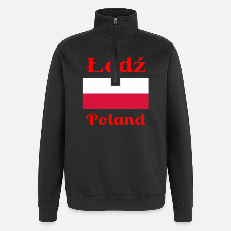 Łódź, Polen - Stilvolle Drucke - Quarter-Zip-Sweatshirt - Schwarz