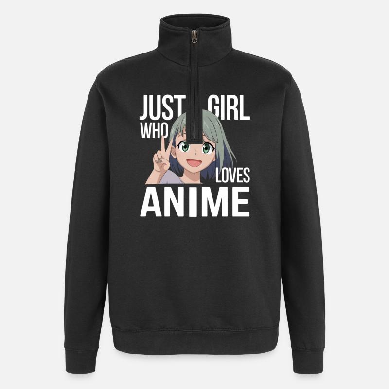 Citation de fan d’anime - Sweat à zip 1/4 - noir