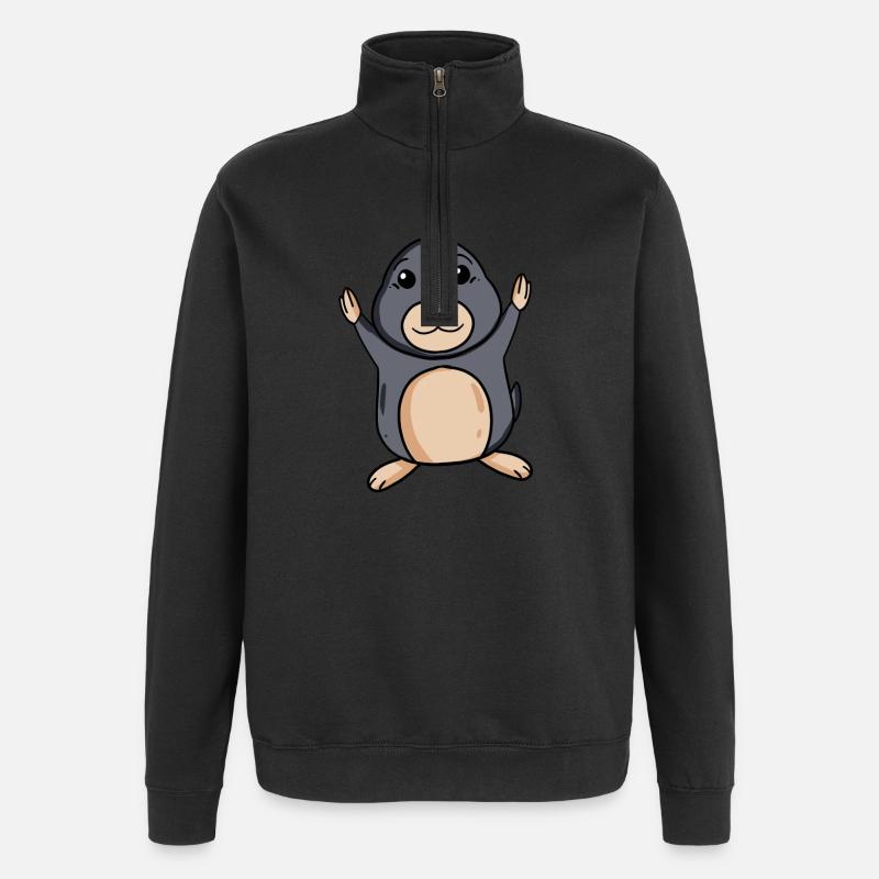Taupe - Sweat à zip 1/4 - noir