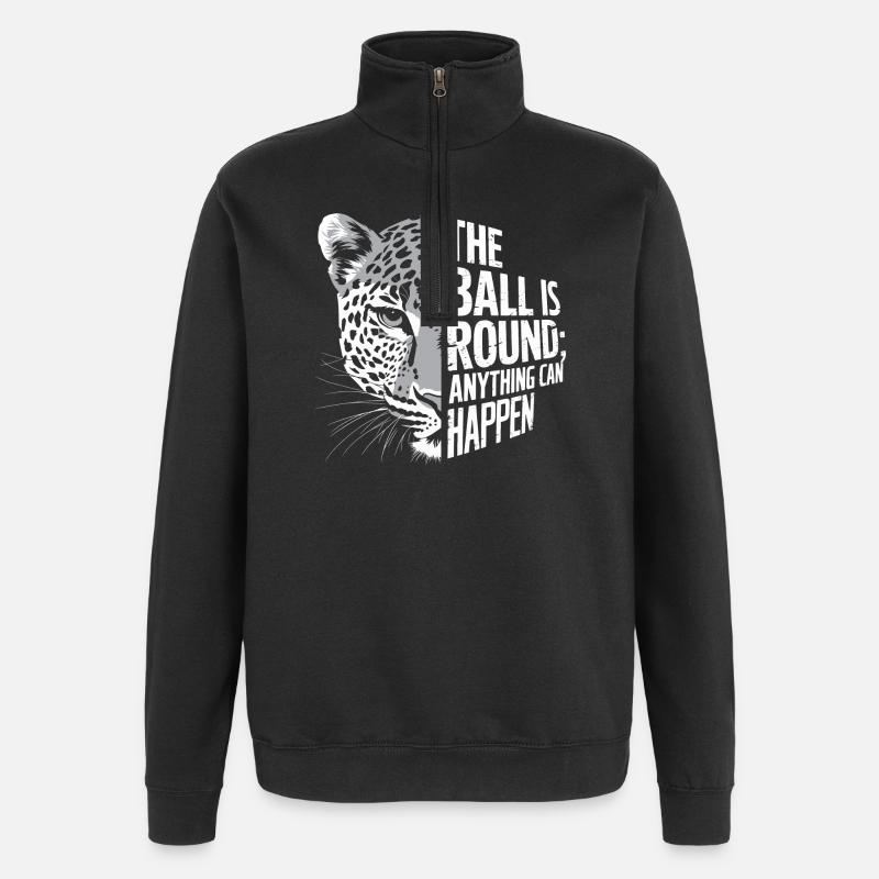 Der Ball ist rund, Leopard - Quarter-Zip-Sweatshirt - Schwarz