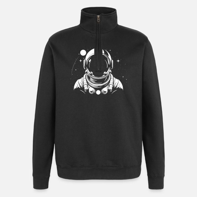 astronaut black and white - Quarter-Zip Sweatshirt - black
