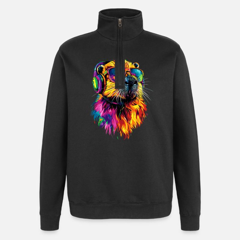 Biber Motiv Biberflüsterer Nagetiere Süßer Biber - Quarter-Zip-Sweatshirt - Schwarz