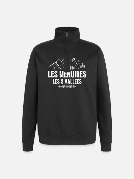 LES MENUIRES, Skigebiet, Skigebiet - Quarter-Zip-Sweatshirt - Schwarz