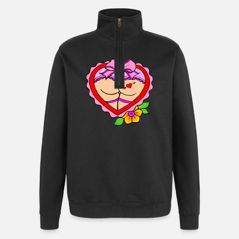 funny fun lol laugh - Quarter-Zip Sweatshirt - black
