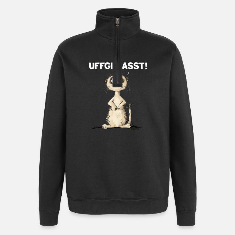 Drolliges Erdmännchen Hessisch Uffgebasst - Quarter-Zip-Sweatshirt - Schwarz