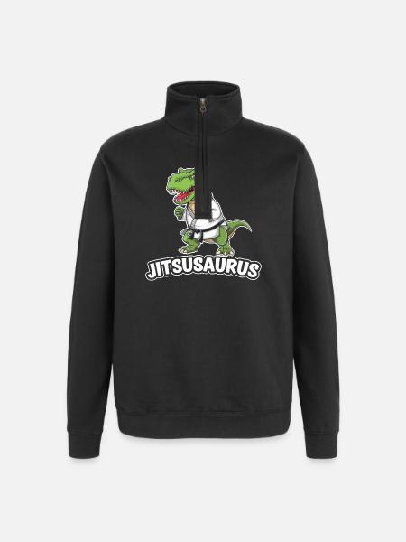Jitsusaurus Dinosaur in Jiu-Jitsu Gear - Quarter-Zip Sweatshirt - black