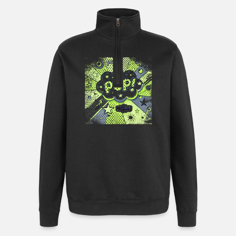 Pop Art VERT - Sweat à zip 1/4 - noir