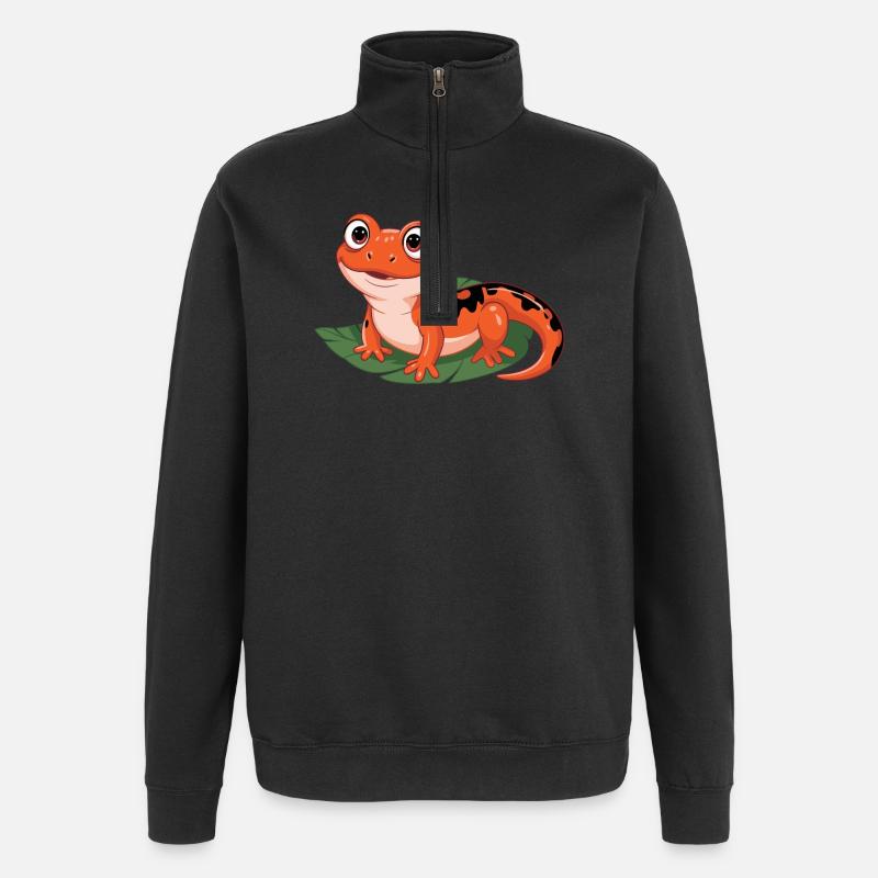 Feuriger Blattsalamander - Quarter-Zip-Sweatshirt - Schwarz