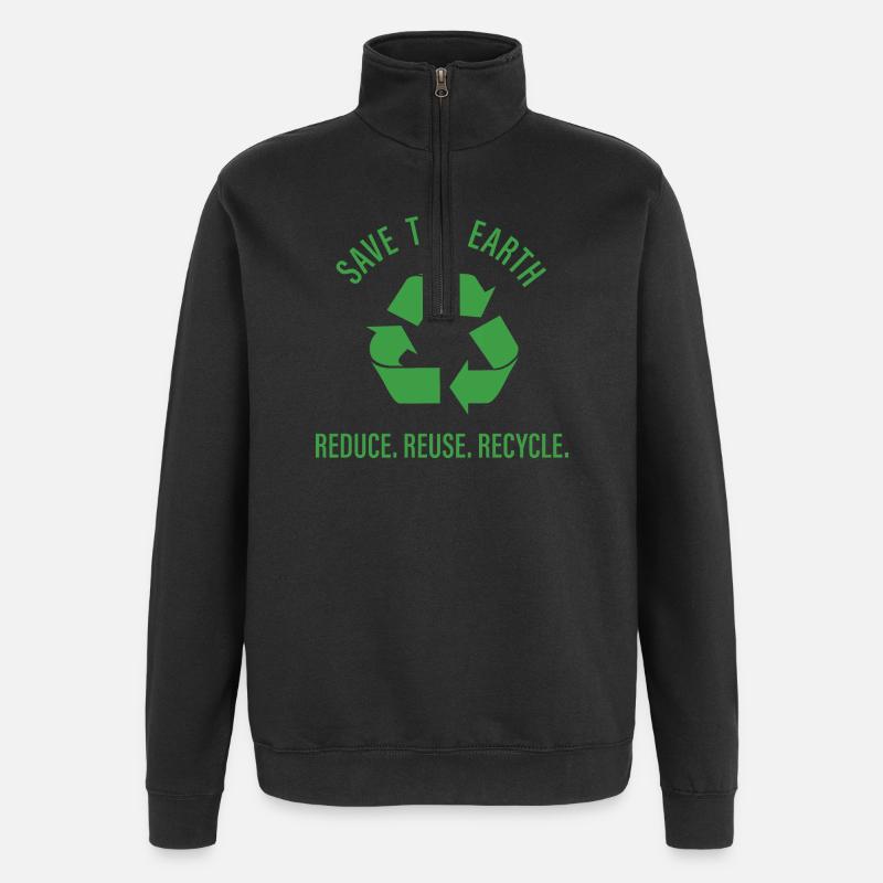 Réduire, Réutiliser, Recycler - Sweat à zip 1/4 - noir
