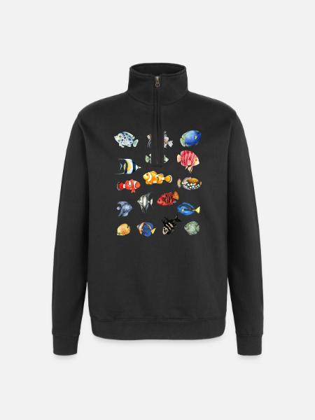 T-shirt Sea Fish - Motif de vêtements de plage colorés - Sweat à zip 1/4 - noir