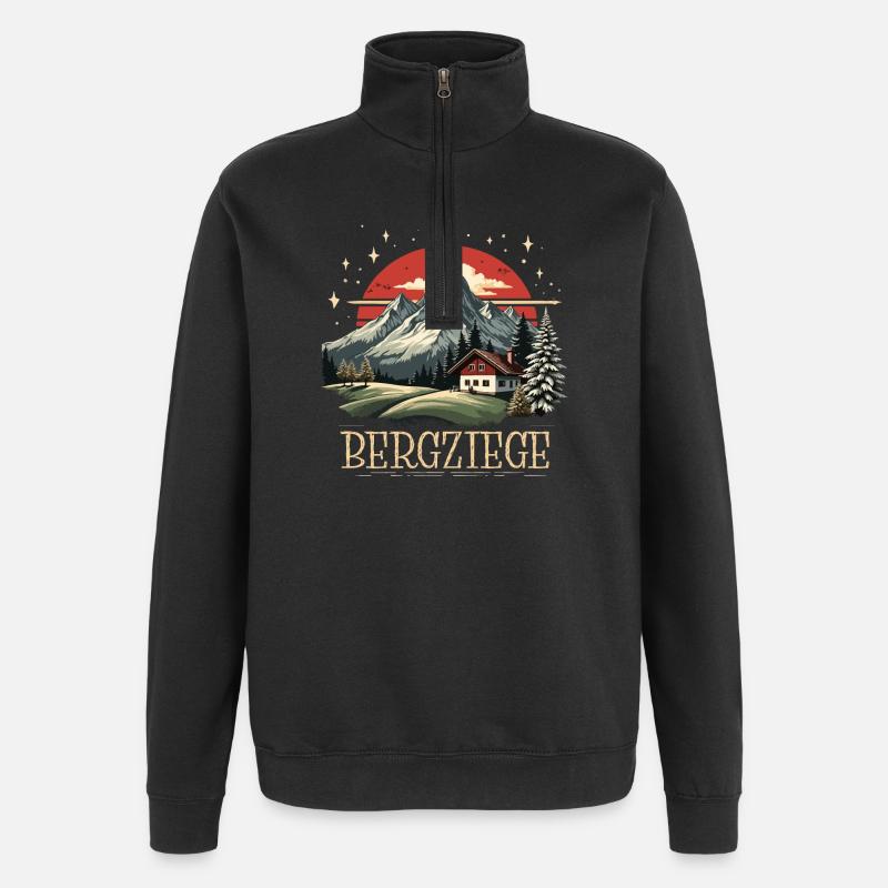 Bergziege - Quarter-Zip-Sweatshirt - Schwarz