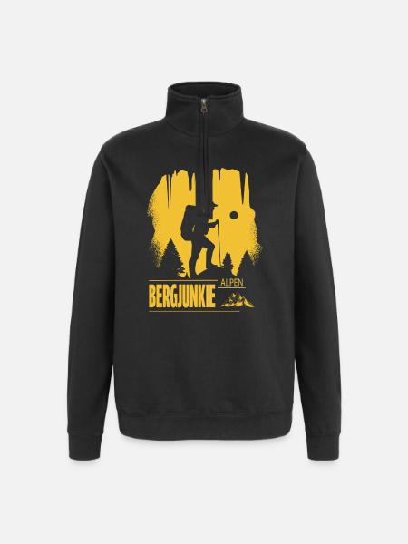 Bergjunkie - Quarter-Zip-Sweatshirt - Schwarz