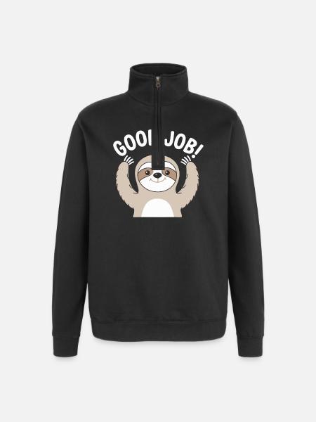 Sloth Good Job Cheer - Quarter-Zip Sweatshirt - black