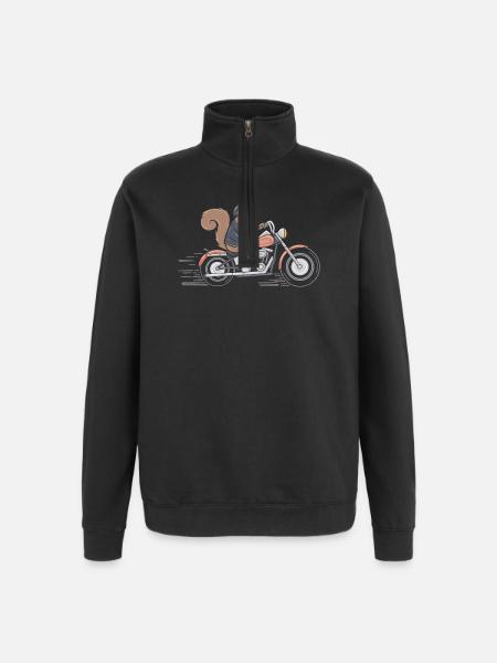 Cavalier d’écureuil à vélo - Sweat à zip 1/4 - noir