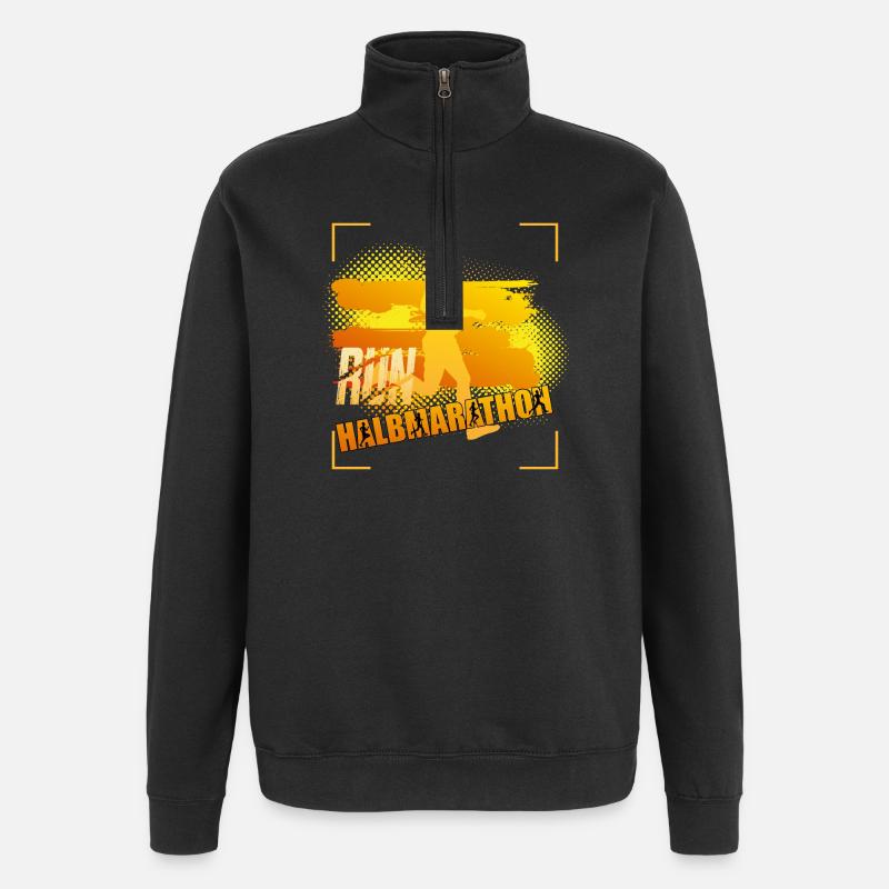 21 09 KM - Halbmarathon - Quarter-Zip-Sweatshirt - Schwarz