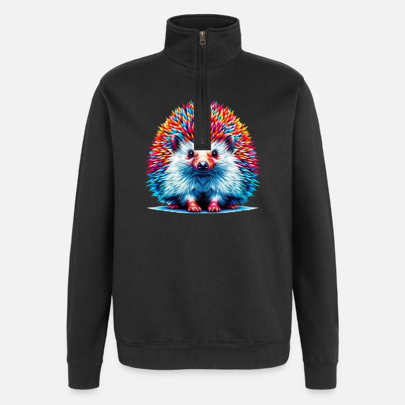 Hedgehog - Quarter-Zip Sweatshirt - black