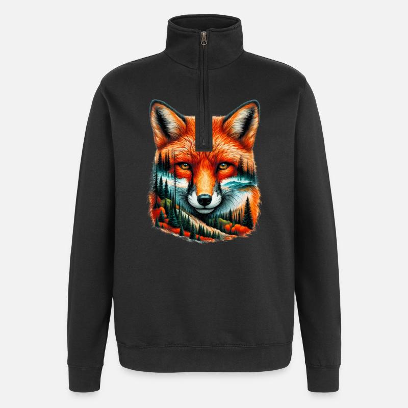 Fuchs - Quarter-Zip-Sweatshirt - Schwarz