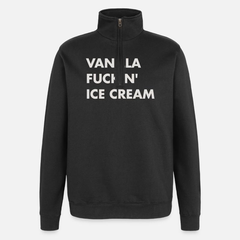 Vanille Eis - beiger Schriftzug - Quarter-Zip-Sweatshirt - Schwarz