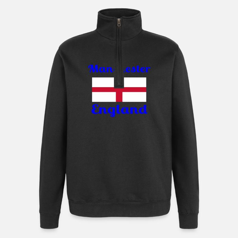 Manchester, Angleterre - Imprimés élégants - Sweat à zip 1/4 - noir