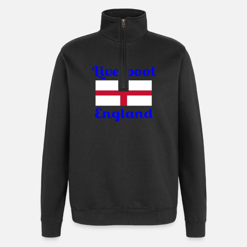 Liverpool, Angleterre - Imprimés élégants - Sweat à zip 1/4 - noir
