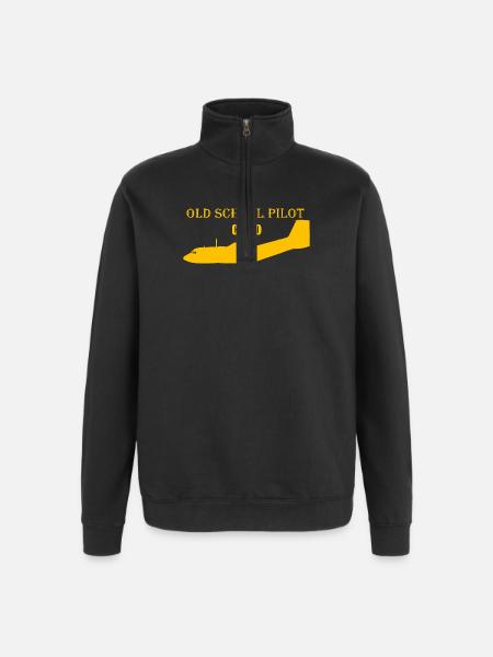 Old school pilot C-160 - Quarter-Zip Sweatshirt - black