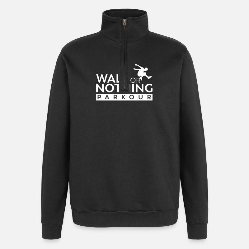 Parkour Wall or Nothing weiß - Quarter-Zip-Sweatshirt - Schwarz