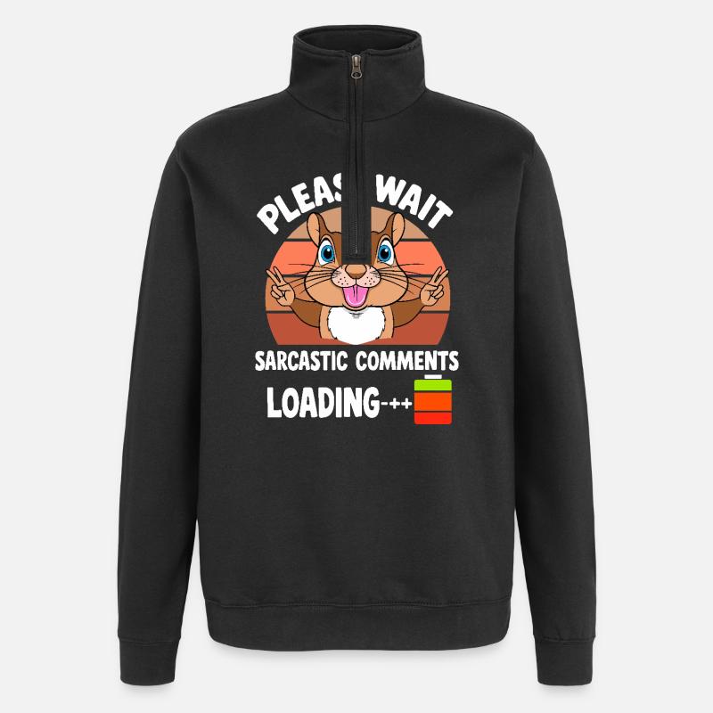 Lustige Eichhörnchen - Quarter-Zip-Sweatshirt - Schwarz