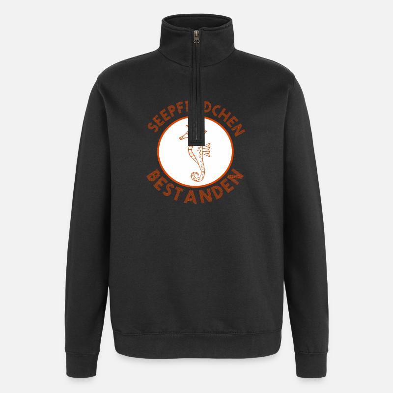 Seepferdchen bestanden Abzeichen Prüfung - Quarter-Zip-Sweatshirt - Schwarz