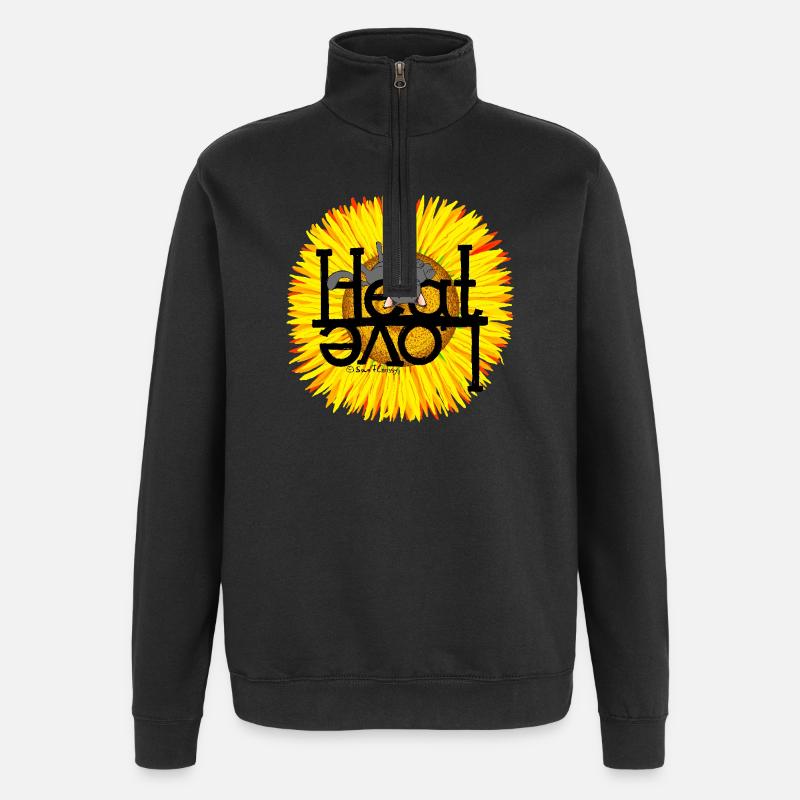 Chat d’été Chaleur Amour - Sweat à zip 1/4 - noir