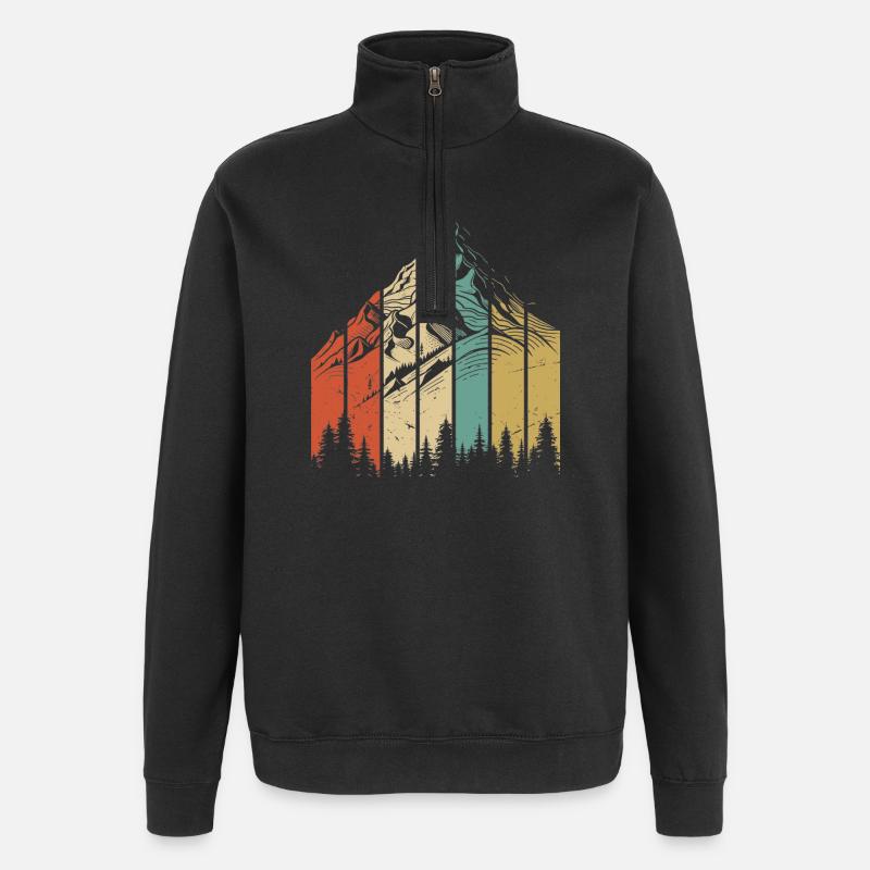 Mountain Landscape Abstract Design - Quarter-Zip Sweatshirt - black