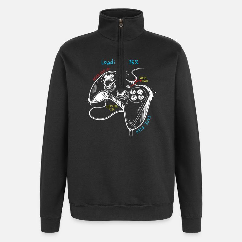 Controller-Kunst im Retro-Gaming-Stil - Quarter-Zip-Sweatshirt - Schwarz