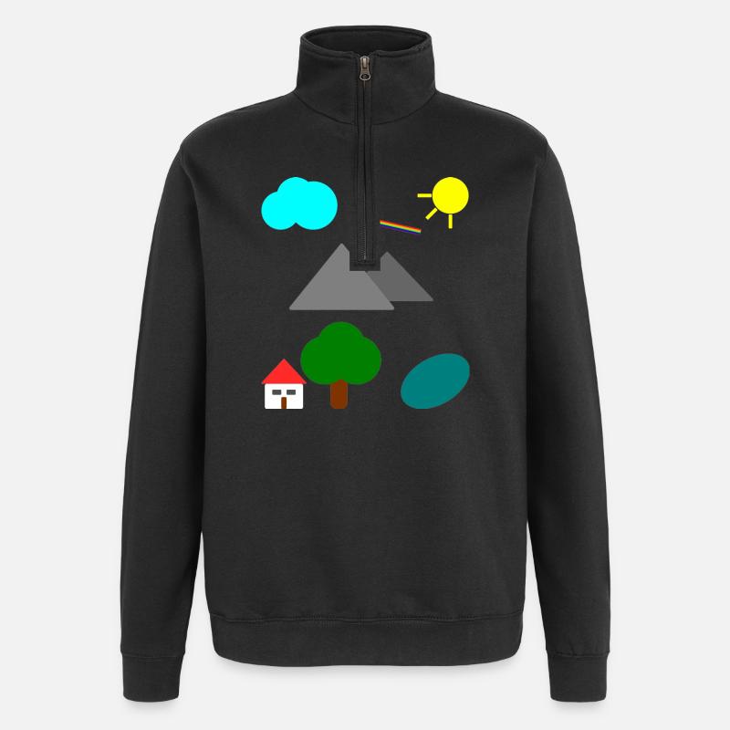 Einfache Landschaft - Quarter-Zip-Sweatshirt - Schwarz